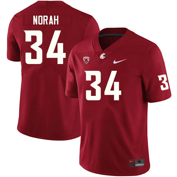 Men #34 Cole Norah Washington State Cougars College Football Jerseys Sale-Crimson